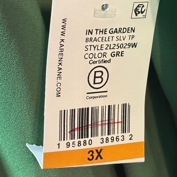 Karen Kane Green Bracelet Sleeve Asymmetric Top Women's Size 3X - Picture 4 of 7